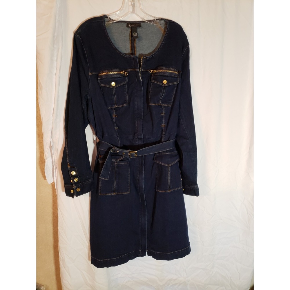 Women's International Concepts Short Sleeve Belted Jean Dress Size 18W